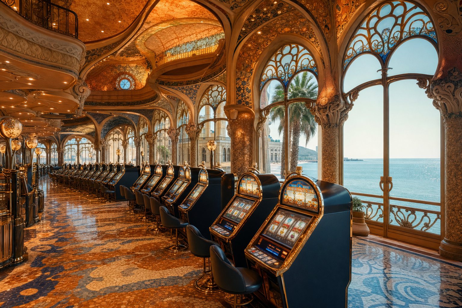 Sala de 280 máquinas de azar de Casino Modernista en Barcelona